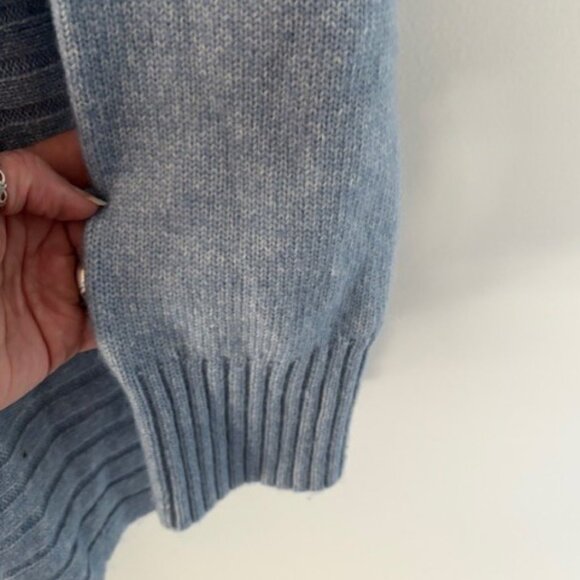 Tahari XL Blue Wash Sweater Long Sleeve Wool Tunic Casual Ribbed Stretch Cozy - Picture 8 of 8